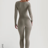 U-Shape Long Sleeve Jumpsuit - Quiet Sage