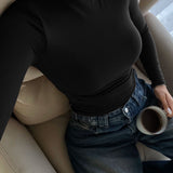 Refined – Langärmliges Rollkragen-T-Shirt - Schwarz