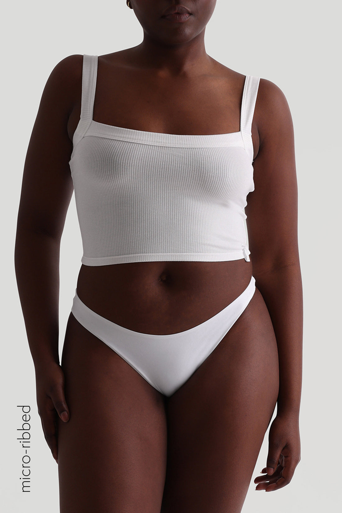 Staple Micro-Ribbed Crop Top - White
