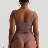 Staple Micro-Ribbed Crop Top - Vintage Purple
