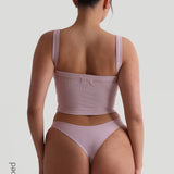 Staple Micro-Rippen-Crop-Top - Lavendel