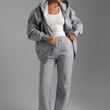 Structured Wide Leg Sweatpants - Heather Gray