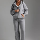 Boyfriend Zip-Up Hoodie - Heather Gray