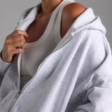 Boyfriend Zip-Up Hoodie - Light Heather Gray