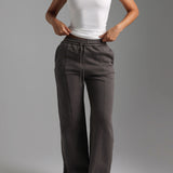 Structured Wide Leg Sweatpants - Storm