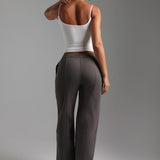 Structured Wide Leg Sweatpants - Storm