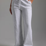 Structured Wide Leg Sweatpants - Light Heather Gray