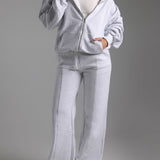 Structured Wide Leg Sweatpants - Light Heather Gray