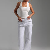 Structured Wide Leg Sweatpants - Light Heather Gray
