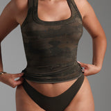 T-Shape Micro-Ribbed Tank Top - Veil Camo