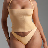 Form-Ribbed Cross-Back Tank Top - Honeypeach