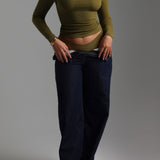 Form-Ribbed Gallerie Long Sleeve Top - Olive
