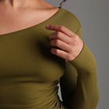 Form-Ribbed Gallerie Long Sleeve Top - Olive
