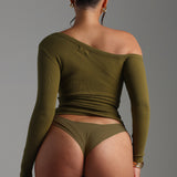 Form-Ribbed Gallerie Long Sleeve Top - Olive