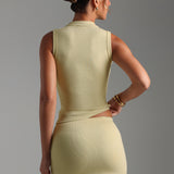 Form-Ribbed Button-Down Tank Top - Peppermint Tea
