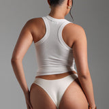 T-Shape Micro-Ribbed Tank Top - White