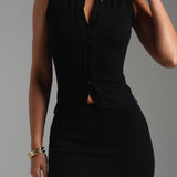 Form-Ribbed A-Line Mini Skirt - Black