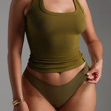 T-Shape Micro-Ribbed Tank Top - Olive
