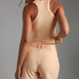T-Shape Micro-Ribbed Tank Top - Honeypeach