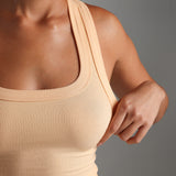 T-Shape Micro-Ribbed Tank Top - Honeypeach