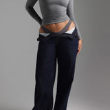 V-Shape Long Sleeve T-Shirt - Stone Gray