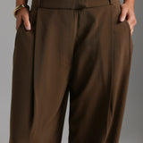 The Ivy Wide-Leg Trousers - Brown