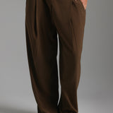 The Ivy Wide-Leg Trousers - Brown
