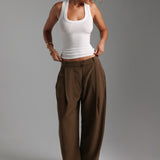 The Ivy Wide-Leg Trousers - Brown