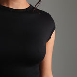 Cap Sleeve Open-Back Mini Dress - Black