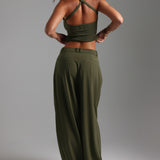 The Ivy Wide-Leg Trousers - Cypress