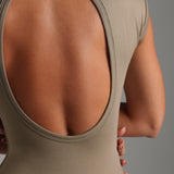 Cap Sleeve Open-Back Mini Dress - Latte Taupe