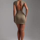 Cap Sleeve Open-Back Mini Dress - Latte Taupe
