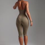 Capri Halter Jumpsuit - Latte Taupe