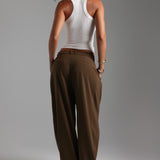 The Ivy Wide-Leg Trousers - Brown