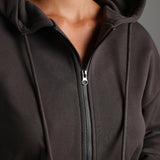 Key Zip-Up Cropped Hoodie - Smoke