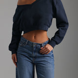 V-Shape Cropped Sweatshirt - Navy