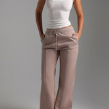 Structured Wide Leg Sweatpants - Warm Mocha