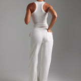 Cut-Out Wide Leg Sweatpants - White