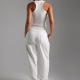 Jogger Fit Custom-Patch Sweatpants - White
