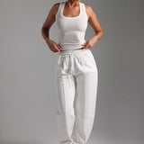 Jogger Fit Custom-Patch Sweatpants - White