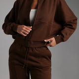 Oversized Bomber Fit Jacket - Cocoa