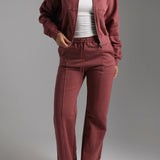 Structured Wide Leg Sweatpants - Vintage Berry