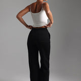 Cut-Out Wide Leg Sweatpants - Black