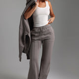 Structured Wide Leg Sweatpants - Smokey Gray