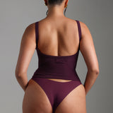 Form-Ribbed Open-Back Tank Top - Grape