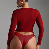 Air-Sleep Henley Long Sleeve Top - Merlot