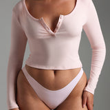 Air-Sleep Henley Low Neck T-Shirt - Light Rose