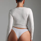 Air-Sleep Henley Long Sleeve Top - Light Heather Gray