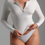 Air-Sleep Henley Long Sleeve Top - Light Heather Gray