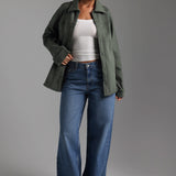 Oversized Cotton Jacket - Forest Green